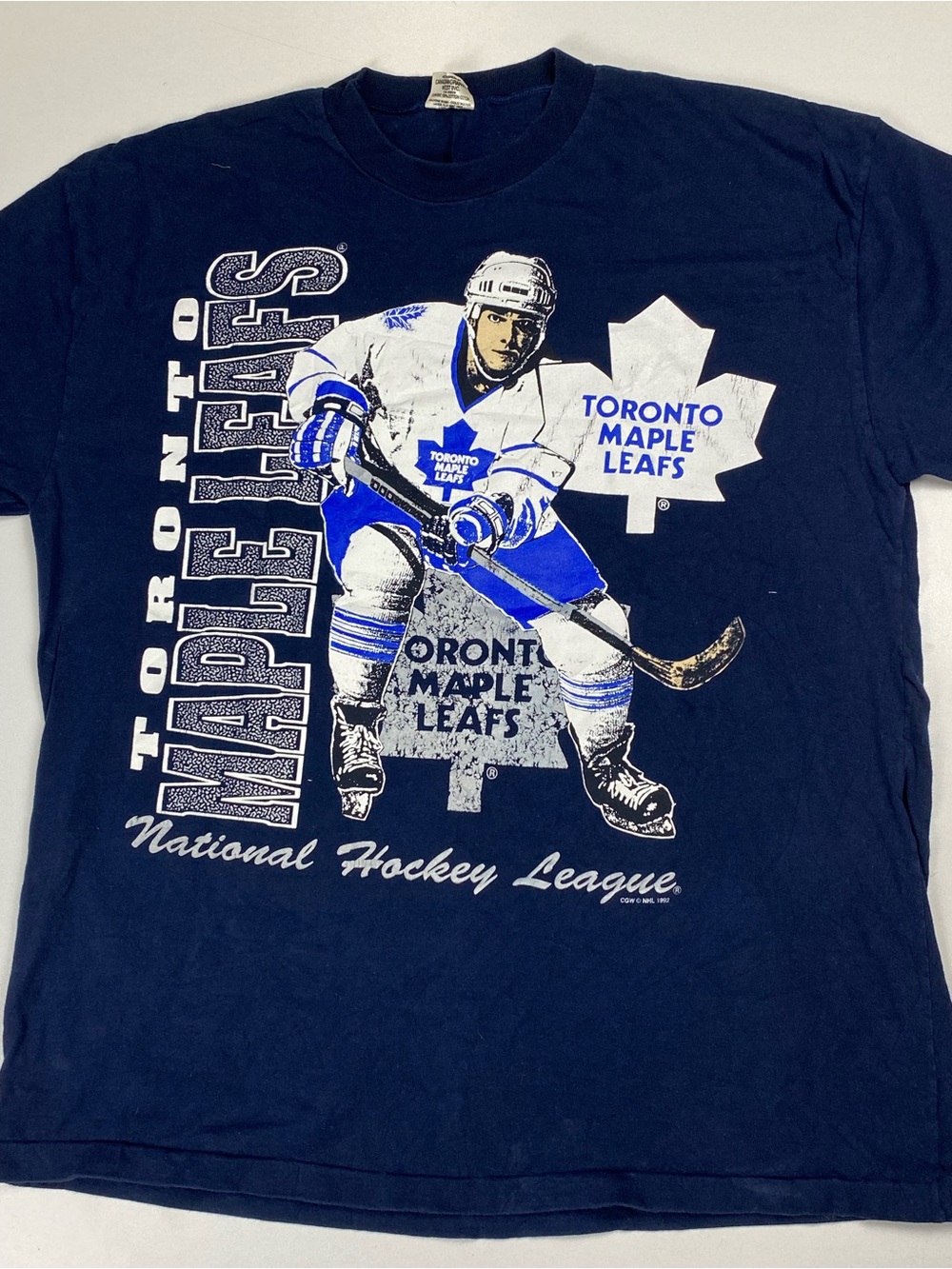 Vintage 1992 Waves Toronto Maple Leafs Navy Graphic Tee - XL